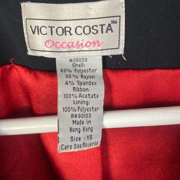 Vintage Victor Costa Occassion Jacket Black Red Lining Size XS - Picture 5 of 10